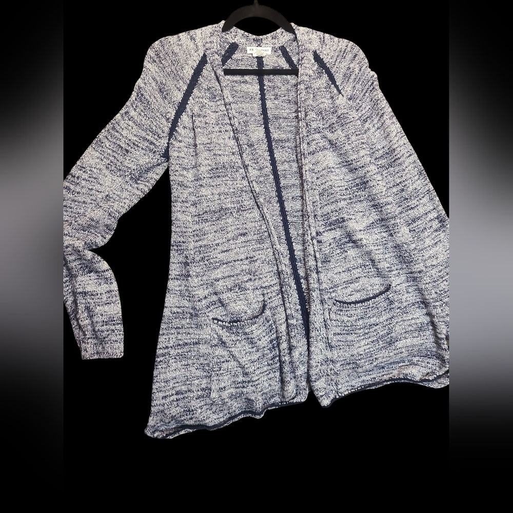 Women's Blue and White Sweater Linen Bland Size Large